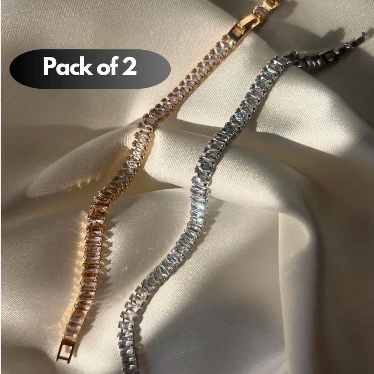 Emerald Diamond Tennis Bracelet Pack of 2